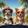 Dogs in Sunglasses Tropical Coastal Highway - Road Trip Traveler Gift Spare Tire Cover - 6