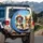 Dogs in Sunglasses Tropical Coastal Highway - Road Trip Traveler Gift Spare Tire Cover - 3