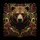 Grizzly Bear Golden Filigree Red Teal Blooms - Wildlife Lover Gift Spare Tire Cover - 6