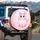 Plump Pink Cartoon Cat Stars Pink Field - Kids Room Decor Cat Lover Gift Spare Tire Cover - 3