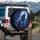 Majestic Howling Wolf Electric Lightning Cosmic Night Sky - Wildlife Lover Gift Spare Tire Cover - 3