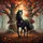 Majestic Black Horse Ancient Trees Fiery Autumn Leaves Forest Scene - Nature Lover Gift Spare Tire Cover - 6