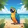 Macaw Parrot Sunny Beach Ocean Seashells Foliage Sky Clouds - Wildlife Lover Gift Spare Tire Cover - 6