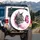 Fuchsia Pink Splatter Tabby Cat Butterfly - Cat Lover Gift Spare Tire Cover - 3