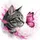 Fuchsia Pink Splatter Tabby Cat Butterfly - Cat Lover Gift Spare Tire Cover - 6