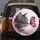 Fuchsia Pink Splatter Tabby Cat Butterfly - Cat Lover Gift Spare Tire Cover - 5