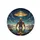 Golden Robot Retro Flying Saucer Alien Cityscape - Sci-Fi Fan Home Decor Gift Spare Tire Cover - 4