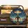 Golden Robot Retro Flying Saucer Alien Cityscape - Sci-Fi Fan Home Decor Gift Spare Tire Cover - 2