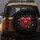 Floating Glossy Red Hearts Pink Outline Hearts White Bokeh Shimmer Black Background - Love Gift Spare Tire Cover - 5
