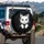 White Cat Face Wide Eyes Tiny Nose Whiskers Paws Matte Black - Cat Lover Gift for Pet Owners Spare Tire Cover - 3