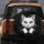 White Cat Face Wide Eyes Tiny Nose Whiskers Paws Matte Black - Cat Lover Gift for Pet Owners Spare Tire Cover - 5