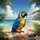 Blue and Gold Macaw Tropical Beach Coastal Landscape - Wildlife Lover Travel Gift Spare Tire Cover - 6