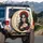 Sugar Skull Woman Red Roses Black Scrollwork - Gothic Decor Gift Spare Tire Cover - 3