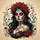 Sugar Skull Woman Red Roses Black Scrollwork - Gothic Decor Gift Spare Tire Cover - 6