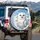 Snowy Owl Family Blue Sky Clouds - Wildlife Lover Gift for Owl Lovers Spare Tire Cover - 3