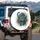 Snarling Blue Leopard Fangs Black Spots Gold Ink Splatter White Gray - Wildlife Lover Gift Spare Tire Cover - 3