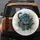 Snarling Blue Leopard Fangs Black Spots Gold Ink Splatter White Gray - Wildlife Lover Gift Spare Tire Cover - 5