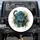 Snarling Blue Leopard Fangs Black Spots Gold Ink Splatter White Gray - Wildlife Lover Gift Spare Tire Cover - 1