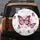 Pink Monarch Butterflies Pink Flowers White Backdrop - Garden Lover Gift for Women Spare Tire Cover - 5