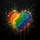 Rainbow Heart Gold Splatter Black - Statement Decor Gift Spare Tire Cover - 6