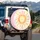 Golden Sun Swirling Core Watercolor Floral Clusters Vertical Bands - Home Decor Gift Spare Tire Cover - 3