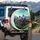 Purple Spherical Flowers Green Meadow Blue Sky - Garden Theme Vehicle Decor Spare Tire Cover - 3