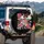 Vibrant Layered Japanese Floral Blossoms Black Background - Home Decor Gift Spare Tire Cover - 3