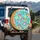 Leopard Cheetah Faces Tropical Leaves Floral Shapes - Wildlife Lover Travel Essentials Spare Tire Cover - 3