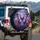 Iridescent Purple Butterfly Daisy Flowers Twilight Garden - Nature Lover Gift Spare Tire Cover - 3