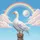 White Goose Rainbow Clouds Celestial Sphere - Outdoor Adventure Gift for Goose Lover Spare Tire Cover - 6