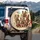 Six Yorkshire Terriers Tiaras Bowties Seating Urban Landscape - Yorkie Lover Gift for Dog Owners Spare Tire Cover - 3