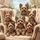 Six Yorkshire Terriers Tiaras Bowties Seating Urban Landscape - Yorkie Lover Gift for Dog Owners Spare Tire Cover - 6