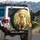 Fluffy Golden Retriever Puppy White Daisy Wild Green Foliage Sunlit Meadow - Dog Lover Gift Spare Tire Cover - 3