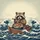Raccoon Eating Sushi Great Wave Ocean - Sushi Lover Gift Spare Tire Cover - 6