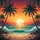 Setting Sun Tropical Ocean Horizon Palm Trees Beach Waves Sunset Sky - Travel Essentials Spare Tire Cover - 6