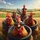 Five Chickens Sunglasses Farm Landscape - Farmhouse Decor Gift for Chicken Lover Spare Tire Cover - 6