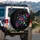 Overlapping Rainbow Paw Prints Black Background - Pet Lover Gift Spare Tire Cover - 3