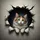 Calico Cat Peeking Torn Material Black Void - Cat Lover Home Decor Gift Spare Tire Cover - 6