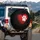 Vibrant Red Heart White Paw Print Swirls - Pet Lover Vehicle Decor Gift Spare Tire Cover - 3