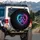 Cosmic Gradient Heart Paw Print with Ethereal Light Trails & Atmospheric Glows - Pet Lover Lifestyle Gift Spare Tire Cover - 3