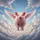 Chubby Pink Pig with Wings Ethereal Clouds Blue Sky - Hopeful Home Decor Gift for Pig Lover Spare Tire Cover - 6