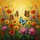 Monarch Blue Butterflies Blooming Flowers Sunlit Field - Garden Lover Gift Spare Tire Cover - 6
