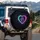 Heart Outline Paw Print Light Trails Energy Wisps Bokeh Effects - Pet Lover Gift Vehicle Decor Spare Tire Cover - 3