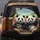 Two Pandas Driving Golden Steering Wheel Upholstered Car Seating - Wildlife Lover Gift Spare Tire Cover - 5