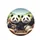 Two Pandas Driving Golden Steering Wheel Upholstered Car Seating - Wildlife Lover Gift Spare Tire Cover - 4