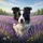 Black White Border Collie Dog Purple Lavender Field Scene - Dog Lover Home Decor Gift Spare Tire Cover - 6