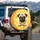 Expressive Pug Dog Sunburst Radiant Paw Prints Stars - Dog Lover Gift Spare Tire Cover - 3