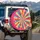 Full Spectrum Radial Rainbow Burst Scattered Pink Red Hearts - Everyday Home Decor Gift Spare Tire Cover - 3