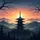 Japanese Pagoda Misty Mountain Forest Sunset Landscape - Home Decor Gift for Traveler Spare Tire Cover - 6