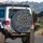 Ethereal Black Indigo Flowers Golden Butterfly Star Speckles - Home Decor Gift Spare Tire Cover - 3